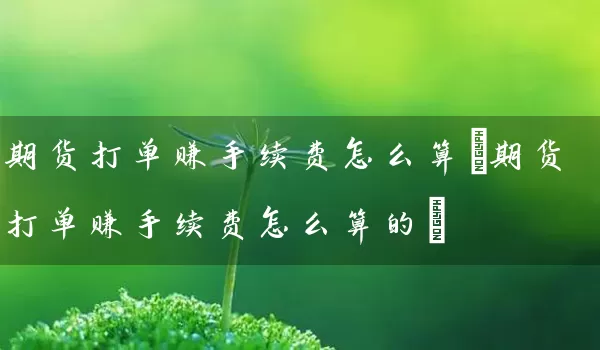 期货打单赚手续费怎么算(期货打单赚手续费怎么算的)_https://www.tjbxgbcj.com_内盘期货_第1张